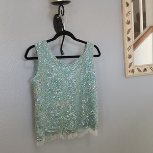 Women's beautiful Vintage look beaded sequin tank